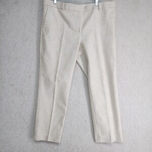 Ann Taylor Pants Womens 14 Beige Textured Dress Ankle Straight Trousers